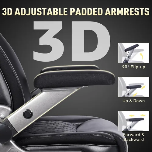 Vista 7 de Silla de oficina grande y alta de 650 libras con soporte lumbar desplegable Respaldo alto ergonómico, reposabrazos abatibles 3D, asiento