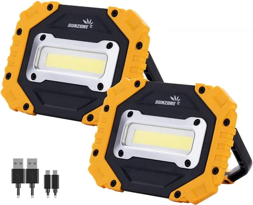 Vista 8 de sunzone Luz de trabajo LED recargable, foco de luz de inundación portátil 2 en 1 iluminación para sitio de trabajo con bases magnéticas, luz LED