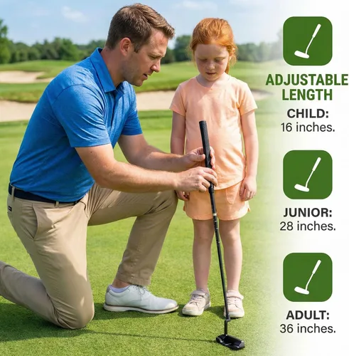 Vista 3 de WIGERLON Putter ajustable para niños y adultos, hombres y mujeres, mini palos de golf para niños 3-5, 5-7, 8-12, juego de mini golf con 4 pelotas