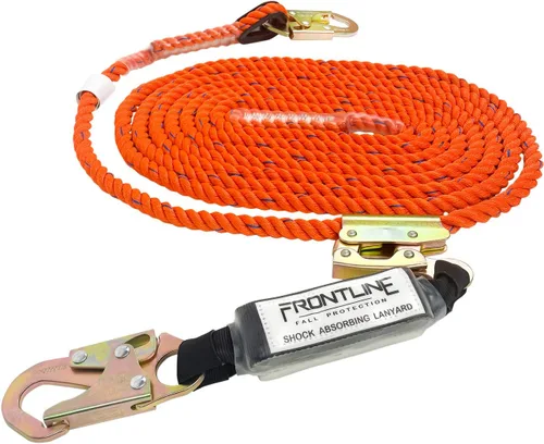 Vista 6 de Frontline VLP25R3L Premium - Línea de vida vertical con agarre de cuerda que se abre de 25 pies y paquete de choque, cuerda de alta resistencia