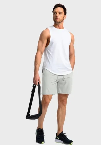 Vista 6 de Pantalones deportivos para hombres, pantalones cortos livianos y de secado rápido para gimnasio y entrenamiento atlético con bolsillos