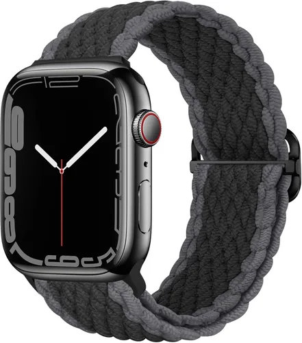 Vista 29 de Qimela - Correa elástica Solo Loop compatible con Apple Watch de 49 mm, 46 mm, 45 mm, 44 mm, 42 mm, 41 mm, 40 mm y 38 mm, correa trenzada Verde