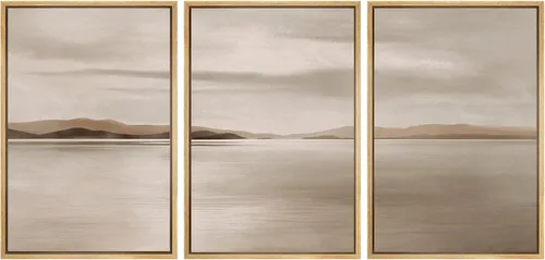 Vista 76 de SIGNWIN Lienzo enmarcado para pared, juego de arte abstracto de serenidad costera, ilustraciones abstractas junto al mar, arte moderno, decorativo