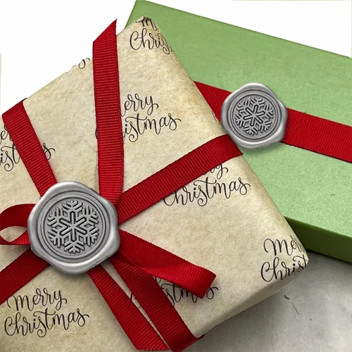 Vista 3 de Calcomanías adhesivas de cera de copo de nieve para Navidad, 25 piezas, sellos de sobre, calcomanías de cera autoadhesivas para tarjetas de Navidad