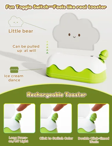 Vista 4 de L LOHAS LED Bonita lámpara de nube para decoración de escritorio, luz nocturna para niños, luz de sueño kawaii, lámpara recargable de 7