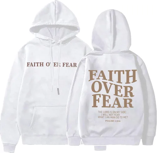 Vista 26 de BANGELY Sudadera Fe Sobre el Miedo para Mujeres, Sudadera Cristiana con Gráfico, Dichos Religiosos Cristianos, Jersey de Biblia, Tops de Pullover