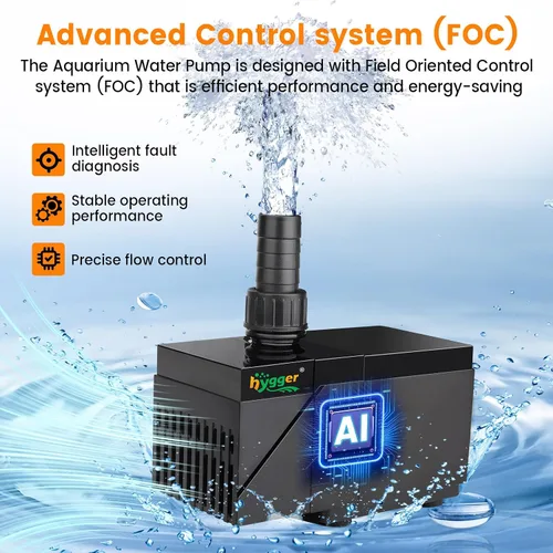 Vista 3 de hygger Bomba de agua para acuario de 530 GPH con controlador inteligente, cabezal de potencia ultra silencioso de 24 V CC, potente bomba de retorno