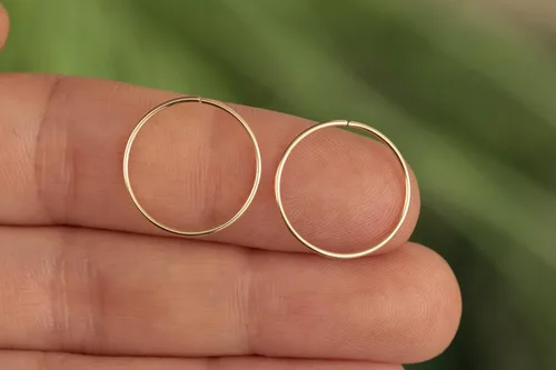 Vista 74 de Aretes de aro de oro de plata – Aretes de aro para mujer, dos piezas de aros de plata fina rellenos de oro, aro de hélice, anillo de tragus, aro