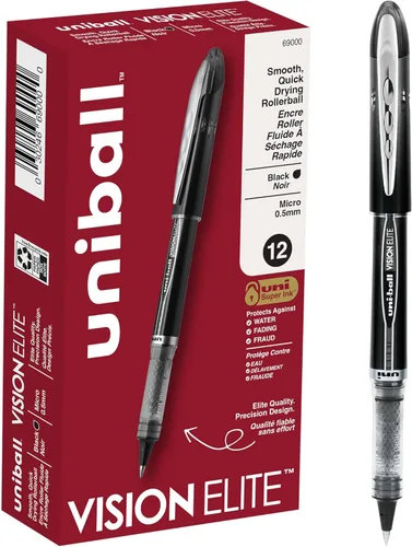 Vista 12 de Uniball Vision - Bolígrafo de punta rodante, en barra, micro 0.020 in, tinta roja, barril gris/rojo, docena (paquete de 12)