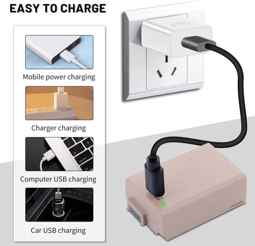 Vista 6 de Paquete de 2 baterías de repuesto EN-EL25 EN-EL25a con puerto de carga rápida USB-C compatible con cámara Nikon ZFC / Z30 / Z50, cargador MH-32