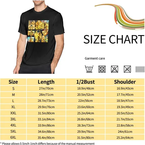 Vista 5 de Saint Anime Seiya - Camiseta de manga corta para hombre, diseño de arte impreso, cuello redondo, camisetas de algodón, color negro
