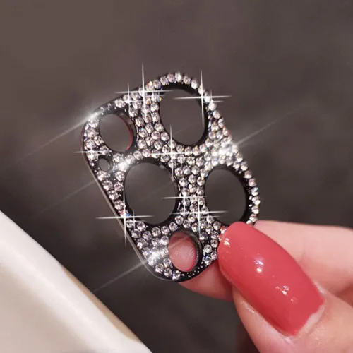 Vista 3 de Omio [Paquete de 2] para iPhone 12 Pro Max cubierta protectora de lente de cámara 3D Bling Diamond Lens Cover Glitter Diamond Lens Protector