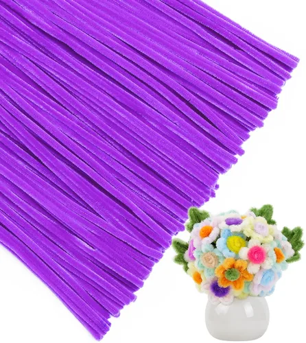 Vista 7 de IOOLEEM - Limpiapipas, 200 tallos de chenilla para hacer flores de color rosa claro