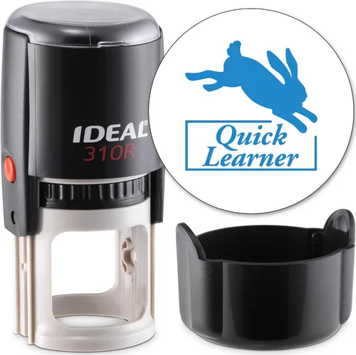Vista 3 de MaxMark Sello autoentintado redondo para profesor, un placer enseñar, serie jumbo, estilo TS301 con tinta azul