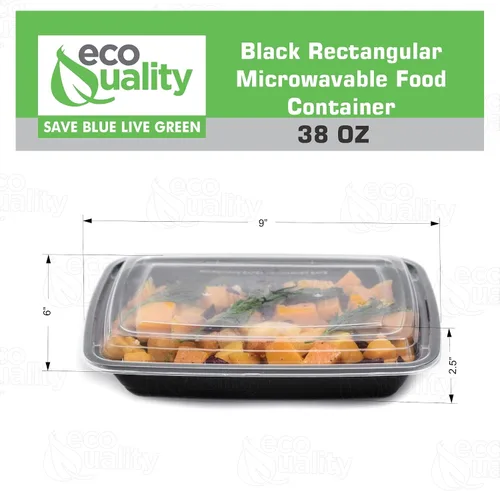 Vista 3 de Paquete de 150 recipientes reutilizables de almacenamiento de alimentos de 38 onzas con tapas, rectangulares sin BPA, aptos para congelador