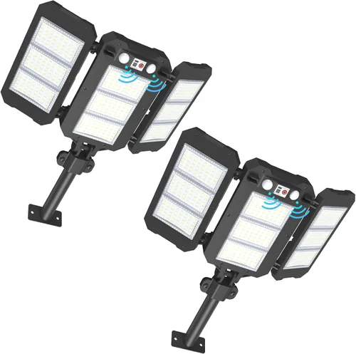 Vista 8 de ropelux Luces solares para exteriores, 6000LM sensor de movimiento, luces para exteriores, paneles solares dobles grandes, IP65 impermeable y 5