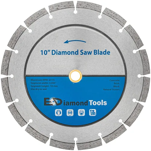 Vista 16 de Hoja de sierra segmentada de diamante de 4" para hormigón, ladrillo, bloque y mampostería Altura del segmento de 0.394 in, eje de 7/8"-5/8", grano