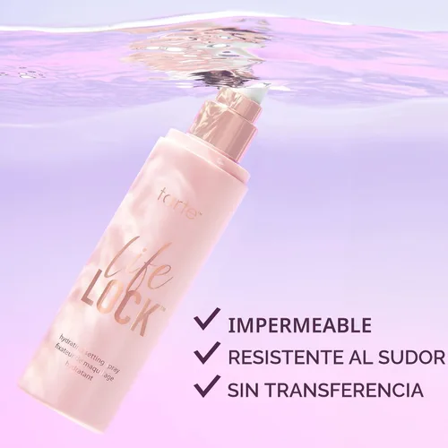 Vista 4 de tarte Life Lock Hydrating Setting Spray – 10-in-1 Weightless Mist with Hyaluronic Acid to Hydrate & Lock Long-Lasting Makeup, Waterproof, Sweatproof