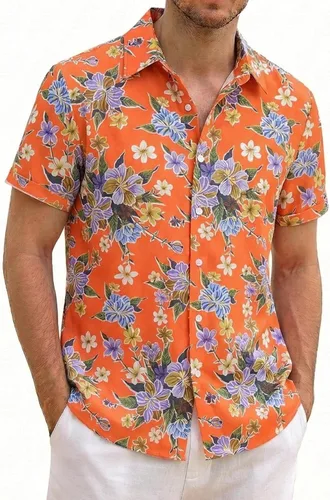 Vista 13 de ZAFUL Camisa hawaiana de manga corta con botones para hombre, estilo casual, tropical, floral, para verano, playa, vacaciones, polo 0_PAT2