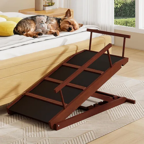 Vista 5 de Dog Ramp for Bed Small Folding Pet Ramp for Dogs 40''walnut