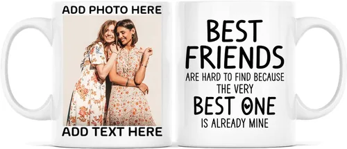 Vista 24 de Taza de café con texto en inglés "Because Of You I Laugh", regalo para mujeres, mejores amigas, mejores amigas, tazas personalizadas de amistad