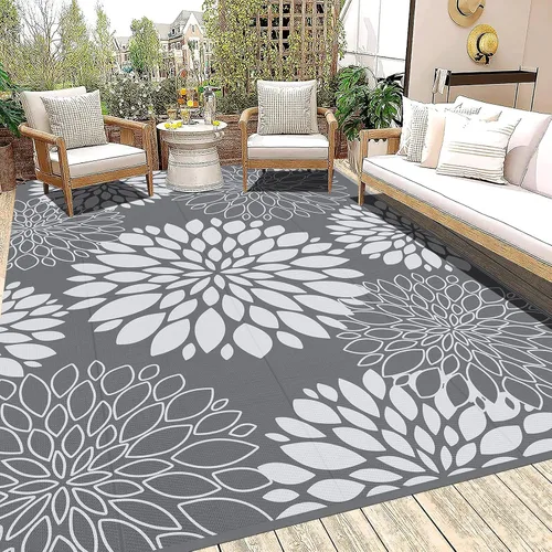 Vista 24 de Ileading Alfombra impermeable para exteriores de 5 x 8 pies, reversible, de paja de plástico, portátil, para interiores y exteriores, caravana