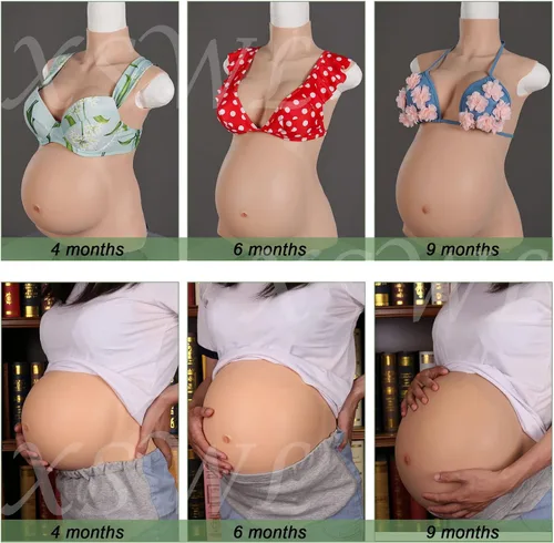 Vista 6 de Silicona completa de 4 a 9 meses embarazada, vientre realista, pechos falsos, formas de pecho para cosplay con relleno de algodón