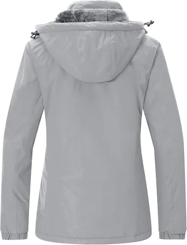 Vista 2 de Wantdo - Chaqueta de esquí impermeable para mujer, abrigo de invierno cálido y resistente al viento, abrigos de nieve