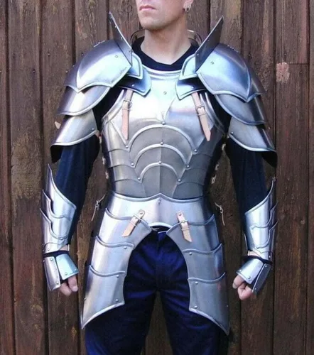 Vista 3 de Antique Gallery - Chaqueta de músculo romano medieval, armadura de cuerpo de latón, armadura, soldado, cuerpo militar, disfraz de guerrero SCA LARP