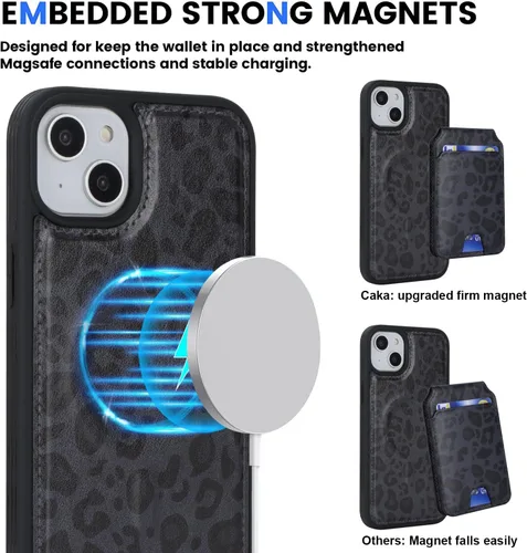 Vista 7 de Ｈａｖａｙa etui for iPhone 15 Case with Card Holder iPhone 15 case Magsafe Compatible for Women Detachable Magnetic Leather étui de téléphone Pour
