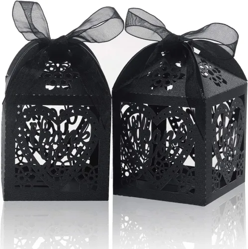 Vista 10 de COTOPHER Cajas cortadas con láser, 60 cajas de regalo de agradecimiento, cajas de regalo de boda, cajas de dulces de encaje para bodas, despedidas