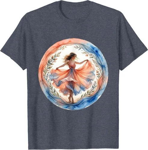 Vista 3 de Flowy Sundress Dancing in Ocean Breeze Design T-Shirt Purple