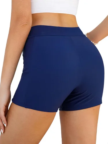 Vista 4 de SherryDC Traje de baño de cintura alta para mujer, con corte en V, con 2 bolsillos
