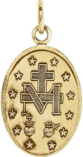 Vista 3 de Medalla milagrosa ovalada de oro amarillo de 14 quilates de 0.472 x 0.315in