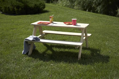 Vista 3 de banco de madera para picnic para niños