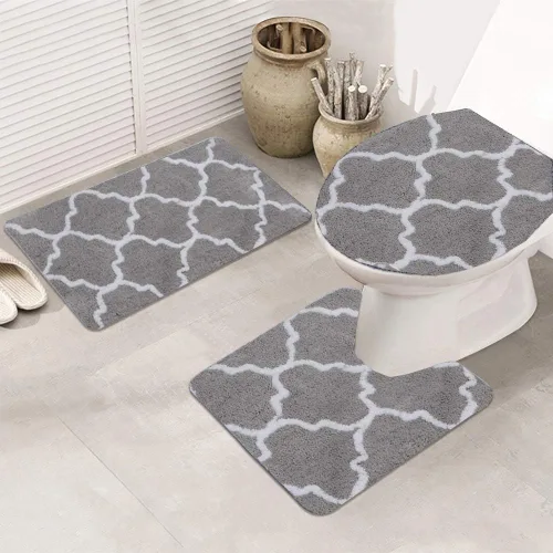 Vista 9 de Jianyana Juego de alfombras de baño de 3 piezas, incluye 1 alfombra de baño grande (19.5 x 31.5 pulgadas), 1 alfombra de inodoro en forma de U