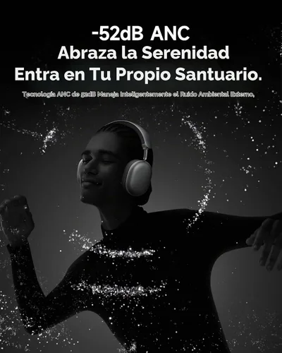Vista 3 de Picun F8 Pro - Auriculares híbridos con cancelación activa de ruido con múltiples modos, auriculares inalámbricos Bluetooth sobre la oreja, tiempo