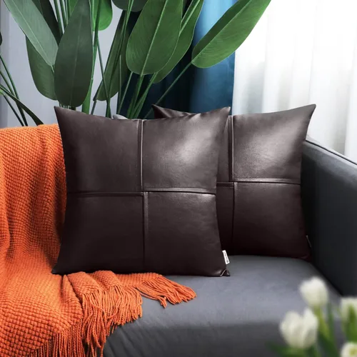 Vista 78 de BRAWARM Fundas de Almohada Decorativas de Cuero Sintético 12 X 20 Pulgadas, Fundas de Almohada Lumbar de Cuero Naranja Paquete de 2, Almohadas