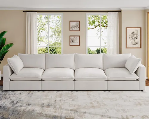 Vista 2 de Sofá modular seccional, sofá de nube de asiento profundo, cojines ultra cómodos, tapicería suave, funda extraíble, 4 plazas para sala de estar