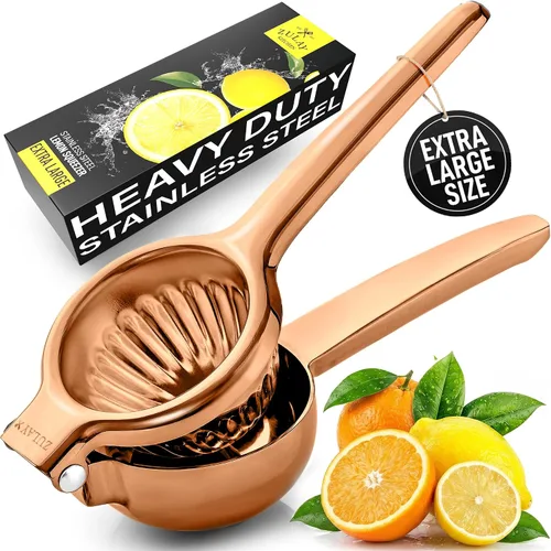 Vista 9 de Zulay Kitchen Exprimidor de limón de acero inoxidable, antideslizante, diseño ergonómico con cuenco exprimidor sólido y resistente, exprimidor negro