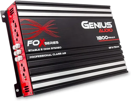 Vista 8 de Genius Audio GFX-55X4 Amplificador de coche de rango completo multicanal 1200 vatios Clase máxima AB de 2 ohmios estable con sistema de protección