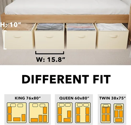 Vista 4 de SpaceAid Paquete de 4 Contenedores de Almacenamiento Bajo la Cama de 10" de Alto, Organizadores Grandes de Almacenamiento Bajo la Cama con Tapas