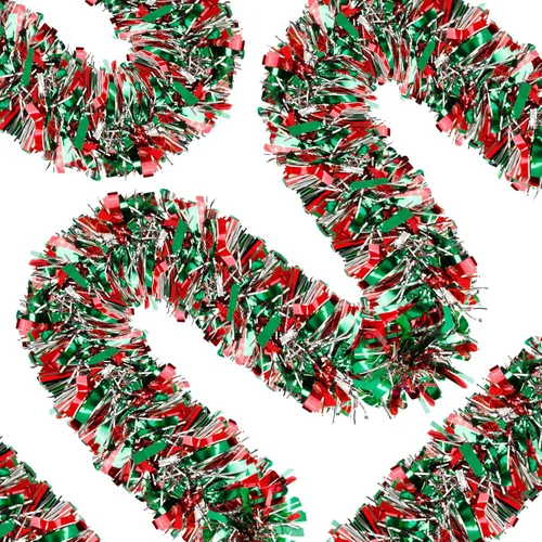 Vista 9 de Guirnalda de Oropel de Navidad de 70 Pies, Guirnalda de Oropel Metálico Retorcido con Purpurina, Decoraciones Colgantes para Árbol de Navidad