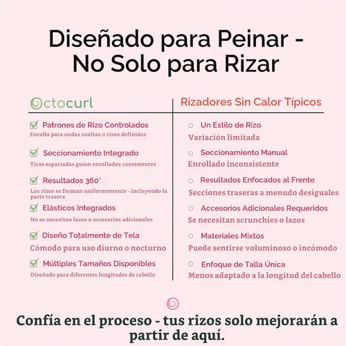 Vista 8 de Octocurl Diadema sin calor, rizadores de pelo para dormir, rizadores sin calor para cabello largo (algodón, rosa)