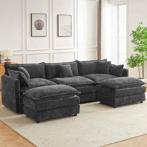 Vista 16 de Sofá modular seccional, juego de sofá en forma de L de 77 pulgadas con reposabrazos, cómodos sofás de nube de 2 plazas para sala de estar