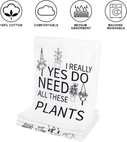 Vista 2 de Vastsea Regalos para amantes de plantas para mujeres - Toallas de cocina divertidas para plantas de saco de harina, set de 4, regalos de jardinería