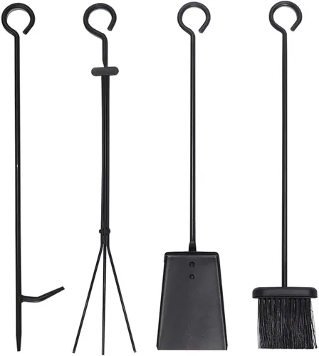 Vista 4 de ATR ART TO REAL Estante de Leña Juegos de Herramientas para Chimenea Hierro Forjado Negro Soporte de Almacenamiento de Leña Transportador de Madera