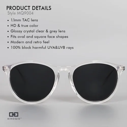 Vista 7 de Gafas de sol polarizadas para mujer, 100% bloqueo UV, retro, redondas, a la moda, lentes de sol espejadas para hombre y mujer