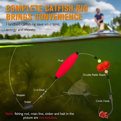 Vista 4 de Dovesun Catfish Rig Santee Cooper Rig Catfish Takedown Rig for Bank Fishing