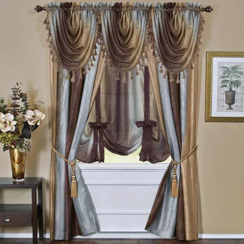 Vista 21 de PowerSellerUSA Designer Home - Paneles de cortina semitransparentes a rayas multicolor (beige, bufanda de 50 x 144 pulgadas)